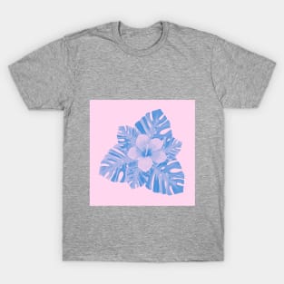 Tropical Hibiscus Pink Blue T-Shirt